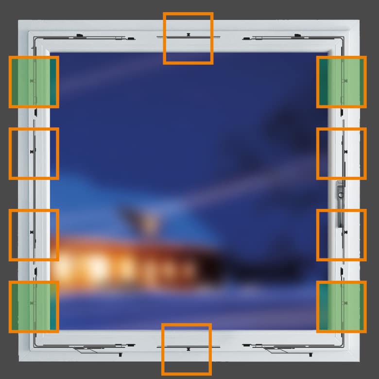 Sicherheit an Fenstern mit speziellen Scließblechen umlaufende Pilzkopfverriegelung nch RC2N